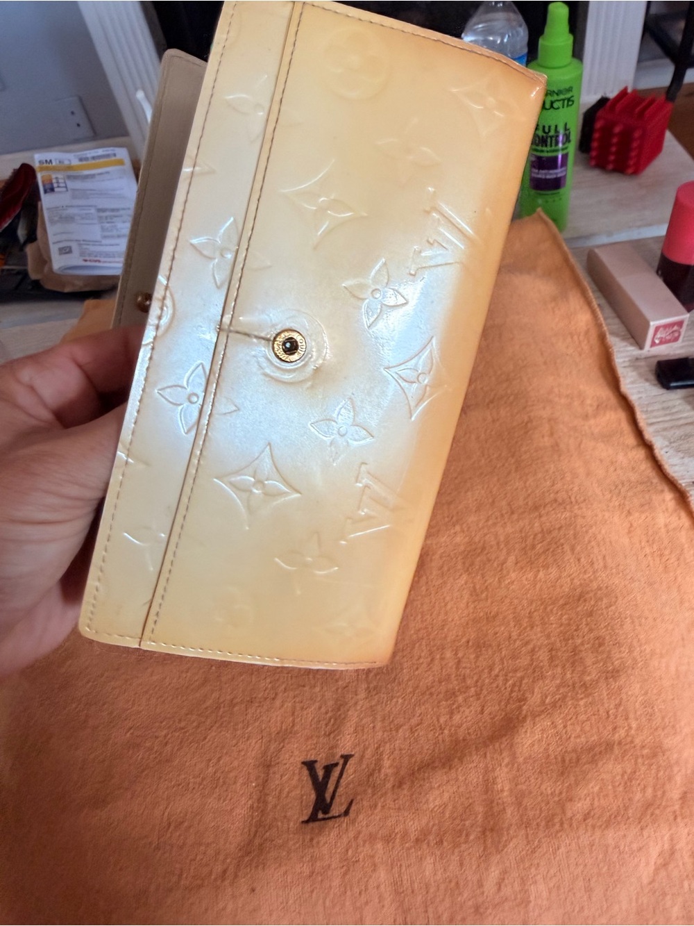 Louis Vuitton Yellow Vernis Monogram Continental Wallet - Picture 7 of 7